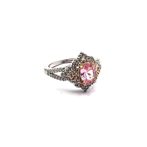 Pink Princess Crystal Ring Glam Sparkly Cubic Zirconia Elegant Fashion Jewelry - Picture 1 of 4